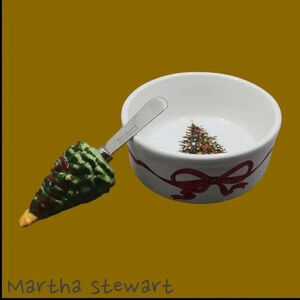 Martha stewart dip mix set christmas bowl & nife